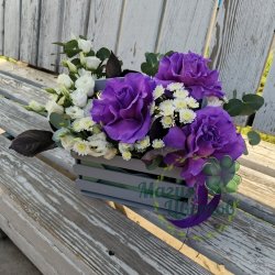 Композиция в деревянном кашпо № 60